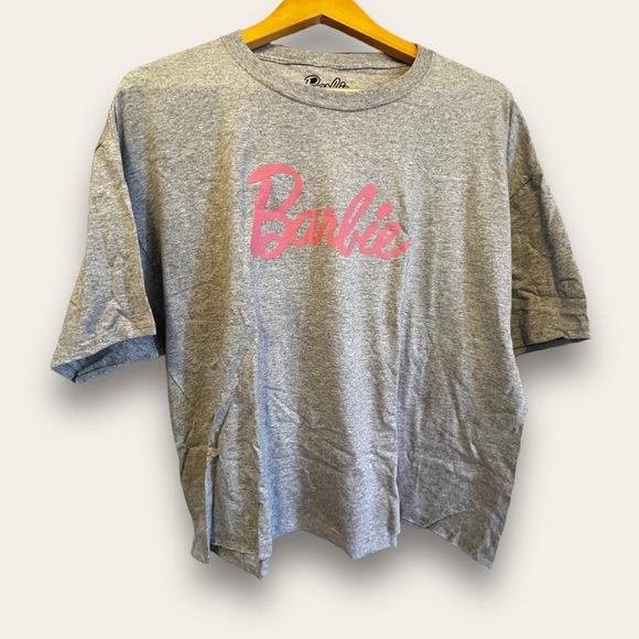 Barbie Print Tee Shirt Gray Large NEW - Picture 1 of 3